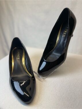 Classic Closet Staple Ralph Lauren Harper Black Patent Leather Pumps. 2.5” Heel